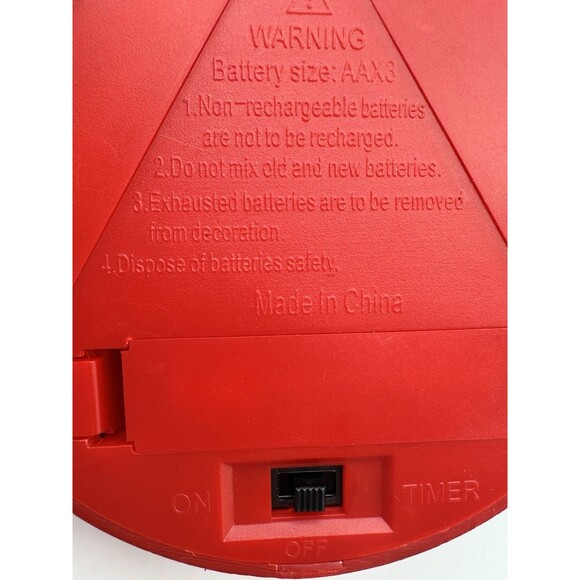 Set of 2 Illuminated Christmas Tree Ornaments Red Circle Santa & Stockings 4.25” - Picture 8 of 11